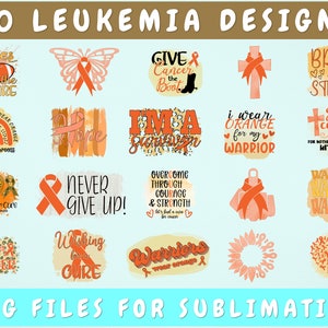 Leukemia Awareness Sublimation Designs Bundle, 20 Designs, Leukemia PNG Files, Leukemia Warrior PNG, Blood Cancer PNG Files