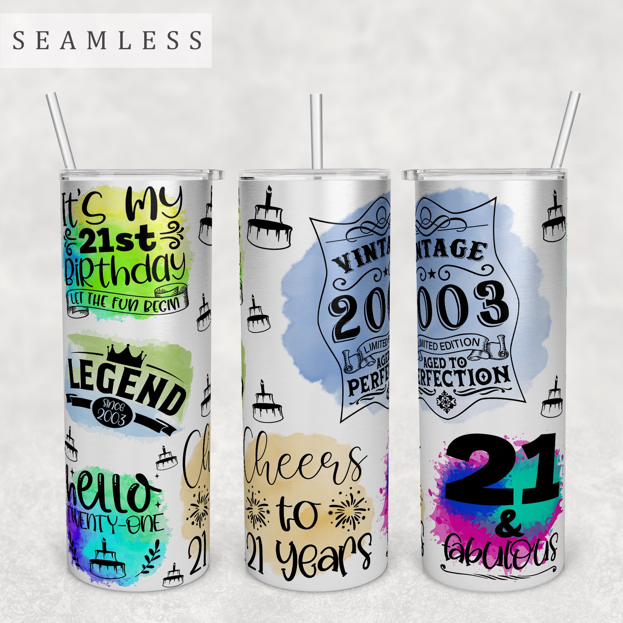 21st birthday gifts for women, 21th birthday party favors, 21th birthday  party decorations for women,men,her,him. 20oz Tumbler Vacuum Double Wall  Cup With Print - 21st Birthday Party Accessories Supplies, 21 Year Old