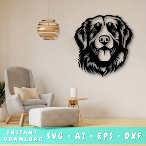 Newfoundland Laser SVG Cut File, Newfoundland Wall Art SVG, DXF, Eps, Newfoundland Vector Cut File, Newfoundland Face Laser Ready Svg