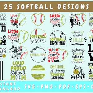 Softball SVG Bundle - 25 Designs, Softball Quote SVG Cut Files, Softball Saying SVG, Softball Png, Softball Sister Svg, Softball Brother Svg