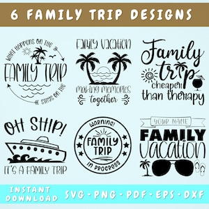 Family Trip SVG Bundle, Family Vacation SVG Cut Files, Family Trip Cheaper Than Therapy SVG, Warning Family Trip In Progress Svg, Png