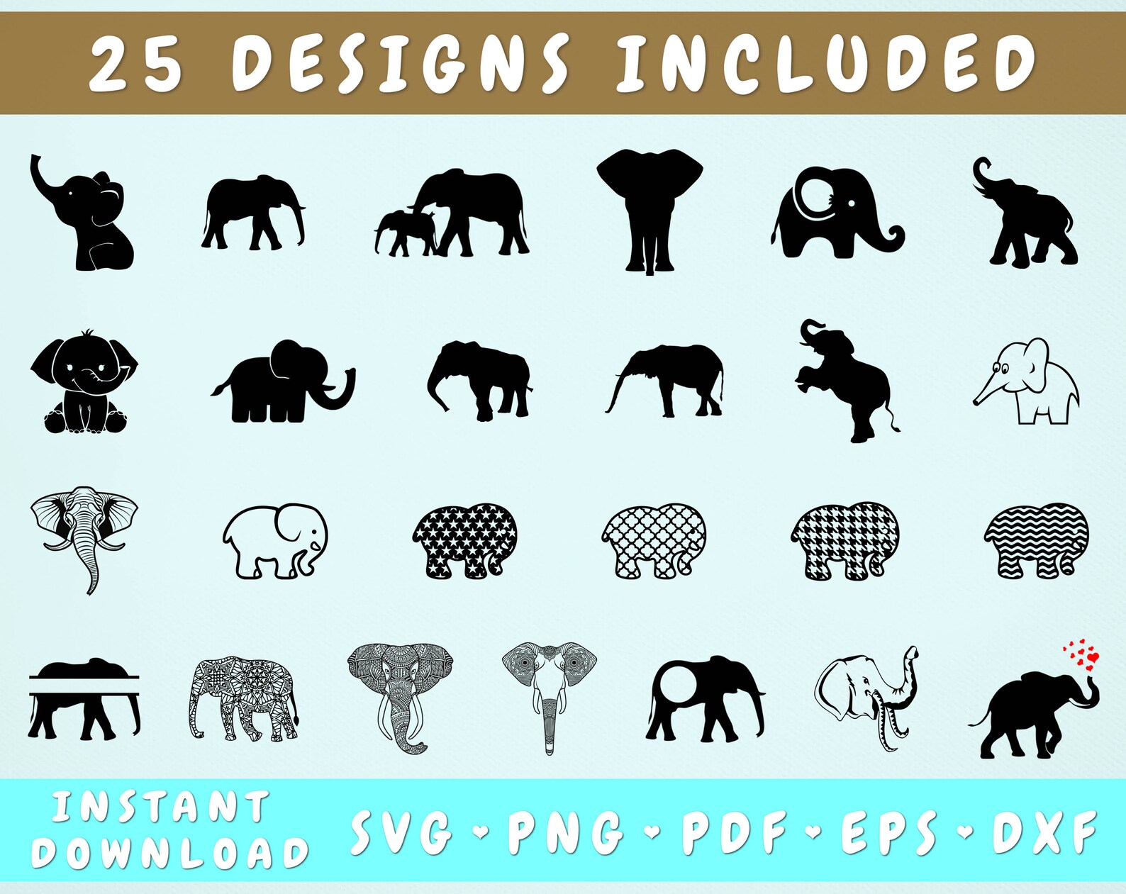 Download 25 Elephant SVG Bundle Elephant Png Elephant Clipart | Etsy