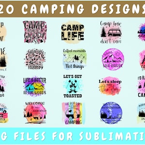 Camping Sublimation Designs Bundle, 20 Designs, Camping PNG Files For Sublimation, Camping Bucket Sublimation Pngs, Camper Png Designs