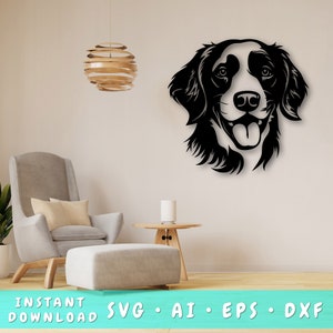 Brittany Laser SVG Cut File, Brittany Spaniel Wall Art SVG, DXF, Eps, Brittany Dog Vector Cut File, Brittany Face Laser Ready Svg
