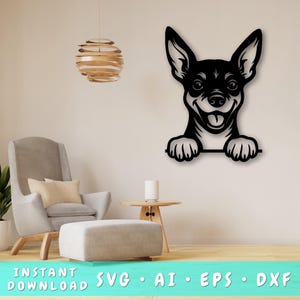 Peeking Miniature Pinscher Laser SVG, Dog Laser Cut Design, Pet Lover Gift, Digital Download, Dog Art, Laser Engraving File