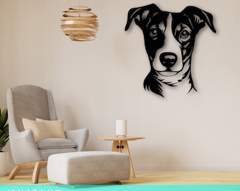 Jack Russel Terrier Laser SVG Cut File, Jack Russel Terrier Wall Art SVG, DXF, Eps, Jack Russel Terrier Face Laser Ready Svg