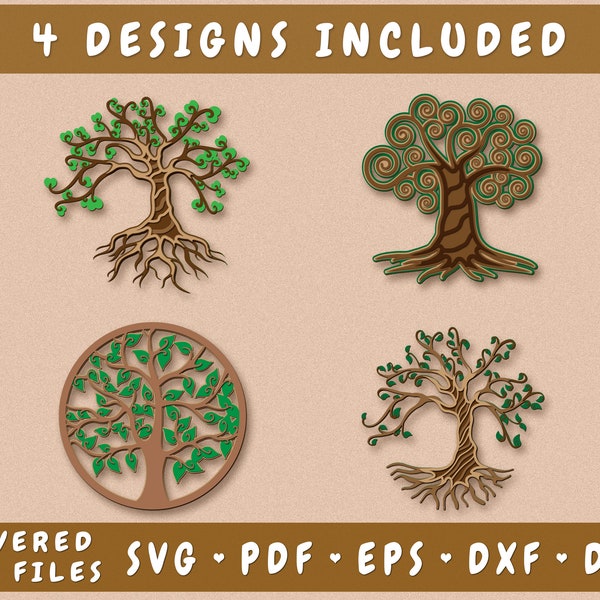 Tree Of Life 3D SVG Bundle, Layered Family Tree SVG Cut Files, Tree Of Life Laser SVG, Tree Of Life Multilayer Svg, Tree of Life Dxf