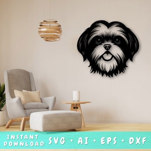Arquivo de corte SVG a laser Shih Tzu, arte de parede SVG Shih Tzu, DXF, Eps, arquivo de corte vetorial Shih Tzu, Shih Tzu Laser Ready Svg