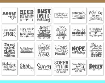 Funny Embroidery Designs Bundle - 24 Designs, Sarcastic Quotes Embroidery, Funny Sayings Embroidery Files, Funny PES Files