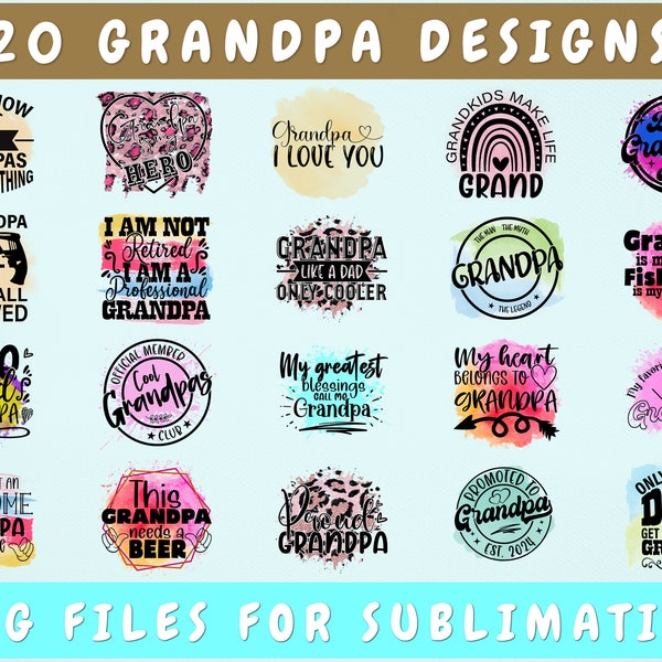 Grandpa Sublimation Designs Bundle, 20 Designs, Grandpa PNG Files For Sublimation, Grandfather Sublimation Pngs, Father's Day Png Designs