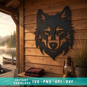Wolf lasersnijbestand SVG, Wolf muurdecoratie SVG, DXF, Eps, Wolf vector snijbestand, Wolf laserklaar SVG