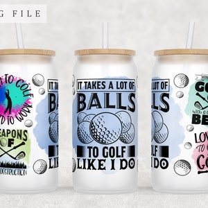 Golf Quotes Libbey Glass Can Wrap, 16oz Glass Can PNG File, Golf Sayings Glass Can Sublimation Design, Born To Golf Glass Can Wrap