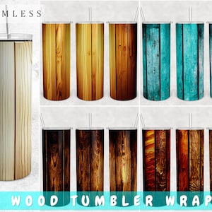 Wood Tumbler Wraps Bundle, 5 Designs, 20oz Skinny Tumbler PNG Files, Seamless Wood Grain Tumbler Sublimation Designs, Wood Texture PNG