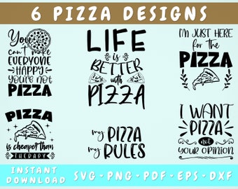 Pizza SVG-bundel, 6 ontwerpen, pizza quotes gesneden SVG-bestanden, pizza gezegden SVG, pizza shirt SVG, pizza is goedkoper dan therapie SVG