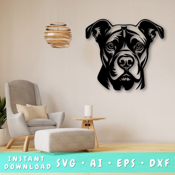 American Pitbull Laser SVG Cut File, American Pitbull Wall Art SVG, DXF, American Pitbull Vector Cut File, American Pitbull Laser Ready Svg