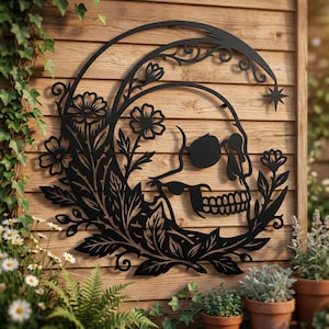 Floral Skull Moon SVG