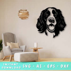 Peut inclure: Silhouette noire et blanche d'une tête de chien avec des oreilles tombantes, un long museau et une expression joyeuse. L'image est adaptée pour une utilisation en téléchargement numérique pour des projets d'artisanat.