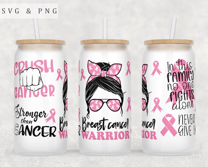 Breast Cancer Awareness Libbey Glass Can Wrap