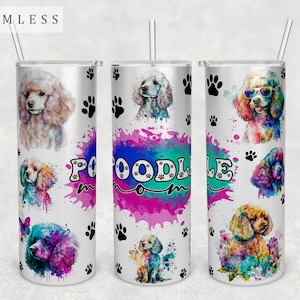 Poodle Mom Tumbler Wrap, 20oz Skinny Tumbler PNG File, Seamless Tumbler Sublimation Design, Poodle Mama Tumbler PNG, Poodle Tumbler PNG