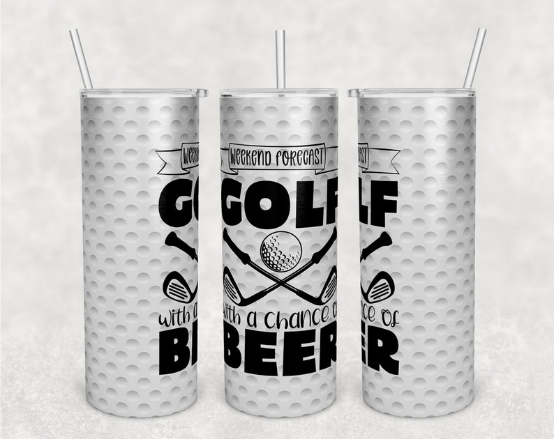 Weekend forecast golf with a chance of beer tumbler wrap
