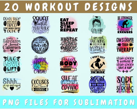 Workout Sublimation Designs Bundle 20 Designs Workout PNG - Etsy