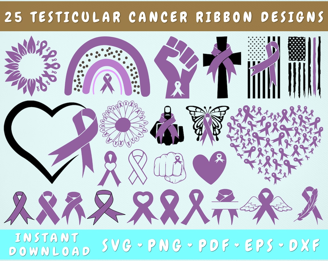 Testicular Cancer Ribbon SVG Bundle, 25 Designs, Testicular Cancer