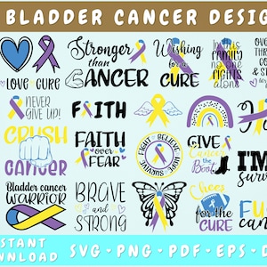 Bladder Cancer Awareness SVG Bundle - 22 Designs, Bladder Cancer Cut Files, Bladder Cancer Ribbon SVG, Give Cancer The Boot Svg