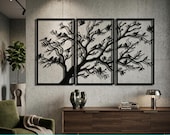 Tree Wall Art SVG Triptych | Laser Cut Tree Panels | CNC Plasma Metal Wall Decor | Tree Branch SVG Png Eps Dxf