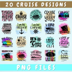 Paquete de diseños de sublimación de cruceros, 20 archivos PNG de citas de cruceros para sublimación, camiseta de crucero PNG, crucero divertido PNG, crucero familiar 2025 PNG