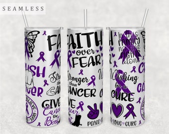Bauchspeicheldrüsenkrebs-Bewusstseins-Tumbler-Verpackung, 20 Unzen Skinny Tumbler PNG-Datei, Nahtloser Tumbler Sublimationsdesign, Bauchspeicheldrüsenkrebs PNG