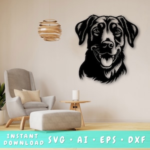 Beauceron laser gesneden SVG-bestand, Beauceron Wall Art SVG, DXF, Eps, Beauceron hoofd vector gesneden bestand