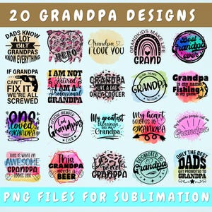 Grandpa Sublimation Designs Bundle, 20 Designs, Grandpa PNG Files For Sublimation, Grandfather Sublimation Pngs, Father's Day Png Designs