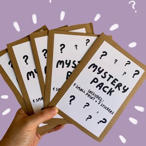 Pack Mystère Illustration A6 + 3 Stickers Vinyl | Surprise Art Print & Stickers | Cadeau Original