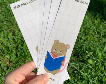 Read more bitch paper bookmark - reading mouse bookmark - original and fun reading accessory