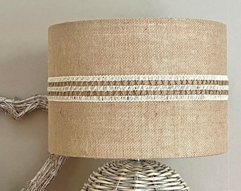 Hessian lampshade or ceiling with jute trim