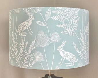 Duck egg blue & white county hares lampshade or ceiling pendant