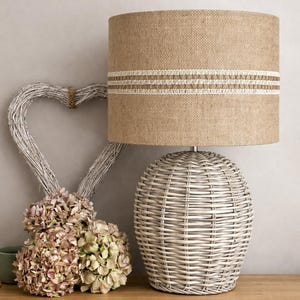 Hessian lampshade or ceiling with jute trim