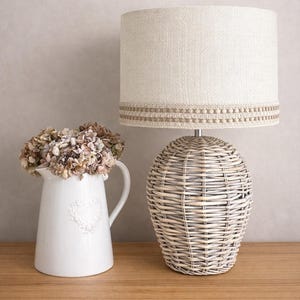 Hessian lampshade or ceiling ivory cream with jute trim