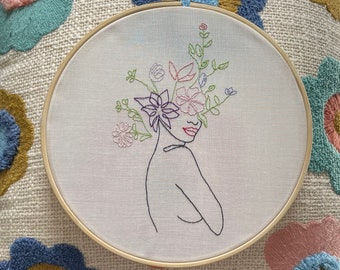 Floral Woman - Embroidery Hoop