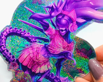 Holographic Gamer Queen Alien Sticker