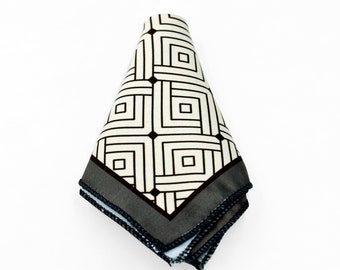 Black & White Box Pocket Square, Casual Pocket Hanky, Daily Wear Pocket Square, Men's Gift for Any Occasion, Box Print Pocket Sqaure