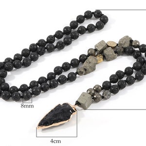 Agate Arrowhead & Lava Rock Beads Necklace Unisex image 4