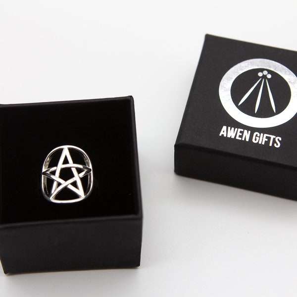 Versilberter Ring Pentagram | Ringgrösse verstellbar