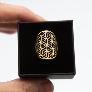 Ring Flower of Life | Sacred Geometry | Stainless Steel | Ring size: adjustable