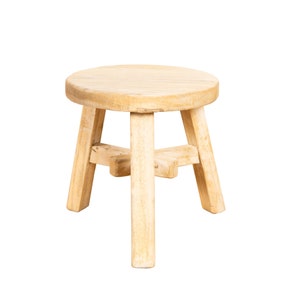 Small Traditional Rustic Round Barn Stool | Reclaimed Antique Elm