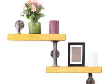 Two-Tier Shelving Unit – Reclaimed Timber and Industrial Pipe Style