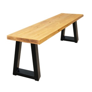 Rustic Bench with Chunky Trapezium Legs | Industrial Reclaimed Timber Style