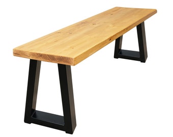 Rustic Bench with Chunky Trapezium Legs | Industrial Reclaimed Timber Style