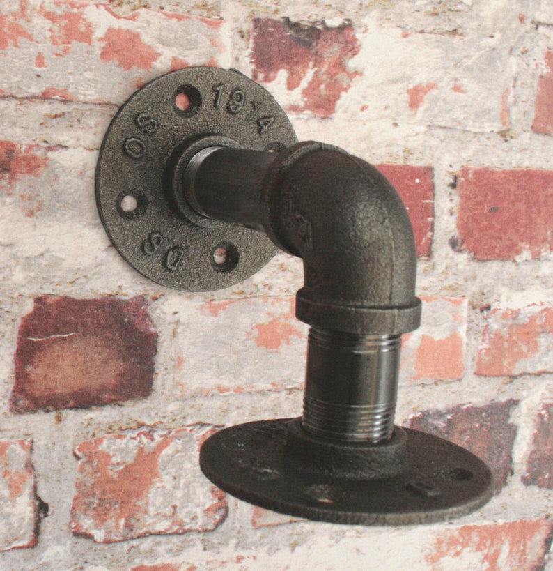 Industrial Steel Pipe Shelf Bracket Holder Elbow Style pair Etsy Canada