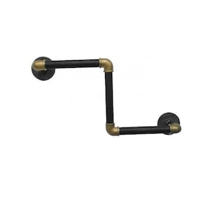 Rustic Industrial Pipe Bookcase | Black & Brass Style | Vintage/Steampunk/Industrial Pipe Bookshelf